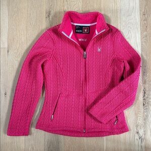 Spyder Vibrant Pink Cable Knit Jacket Size Medium